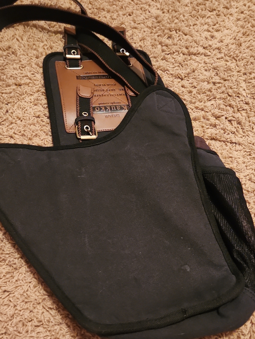 Kaukko Black and Brown Messenger Heavier Canvas Bag - Picture 6 of 13